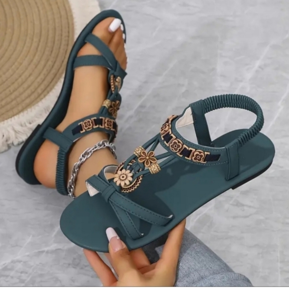 Womens Elegant Teal Sandals Sz 7.5
